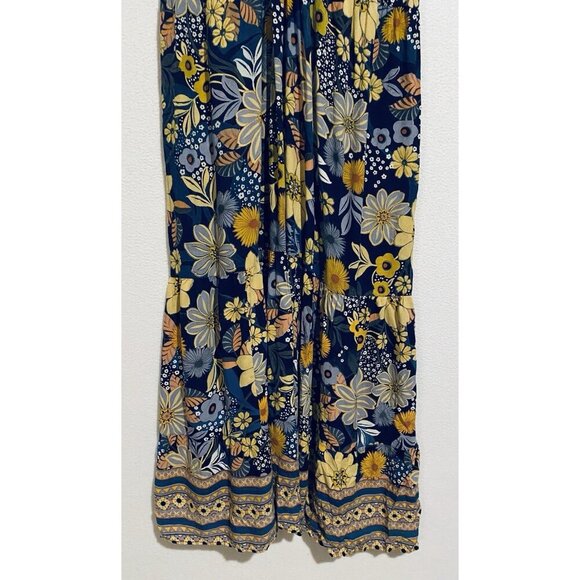 Angie Dress Womens 2X Boho Tropical Floral Tiered Maxi Strappy Hippie Beachy - Picture 3 of 6